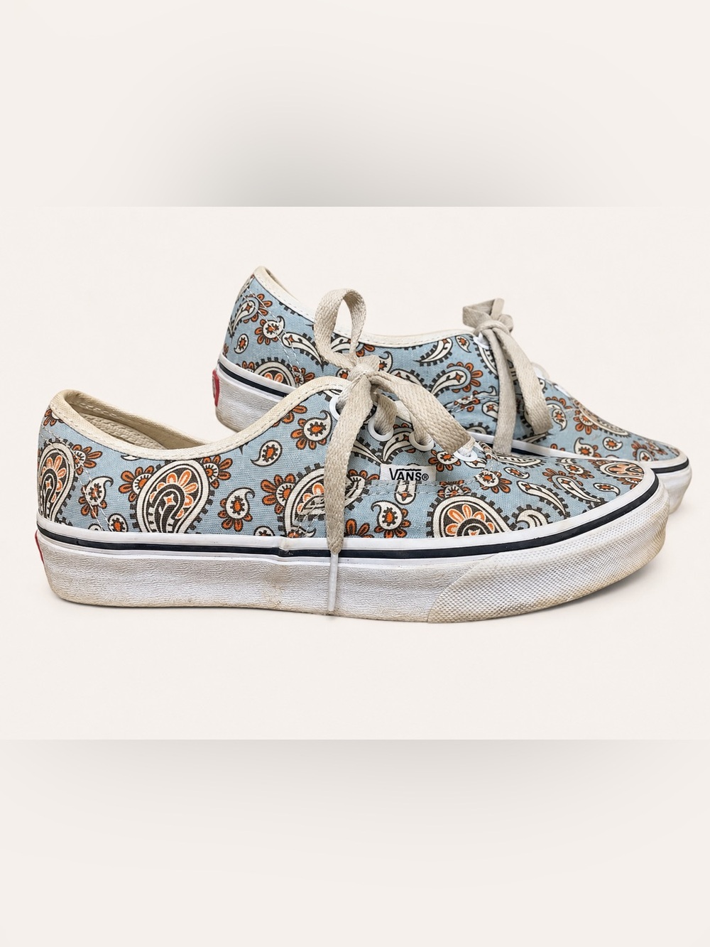 Vans Paisley Low-Top Sneakers in Light Blue and Cream